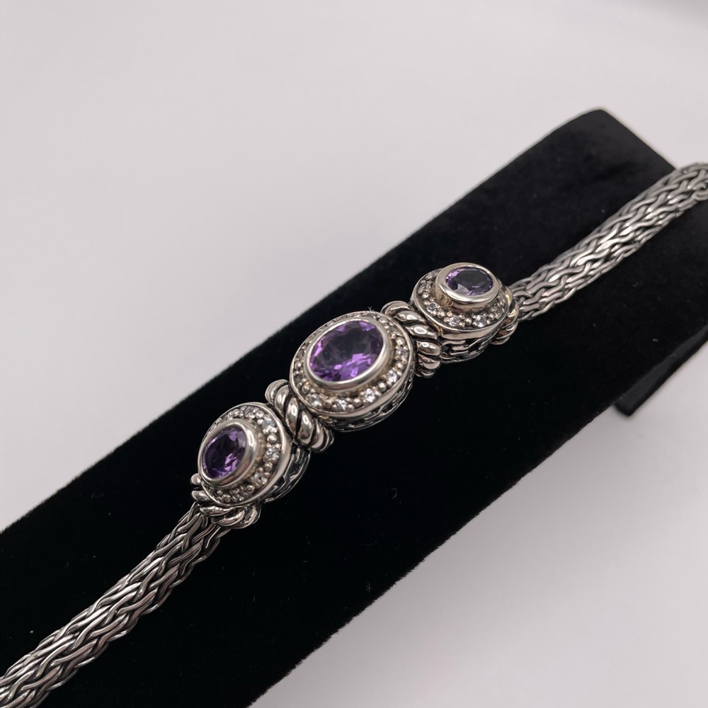 Amethyst bracelet with topaz in sterling silver